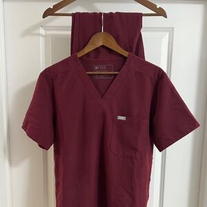 Figs Men's (Unisex) Burgundy Scrubs